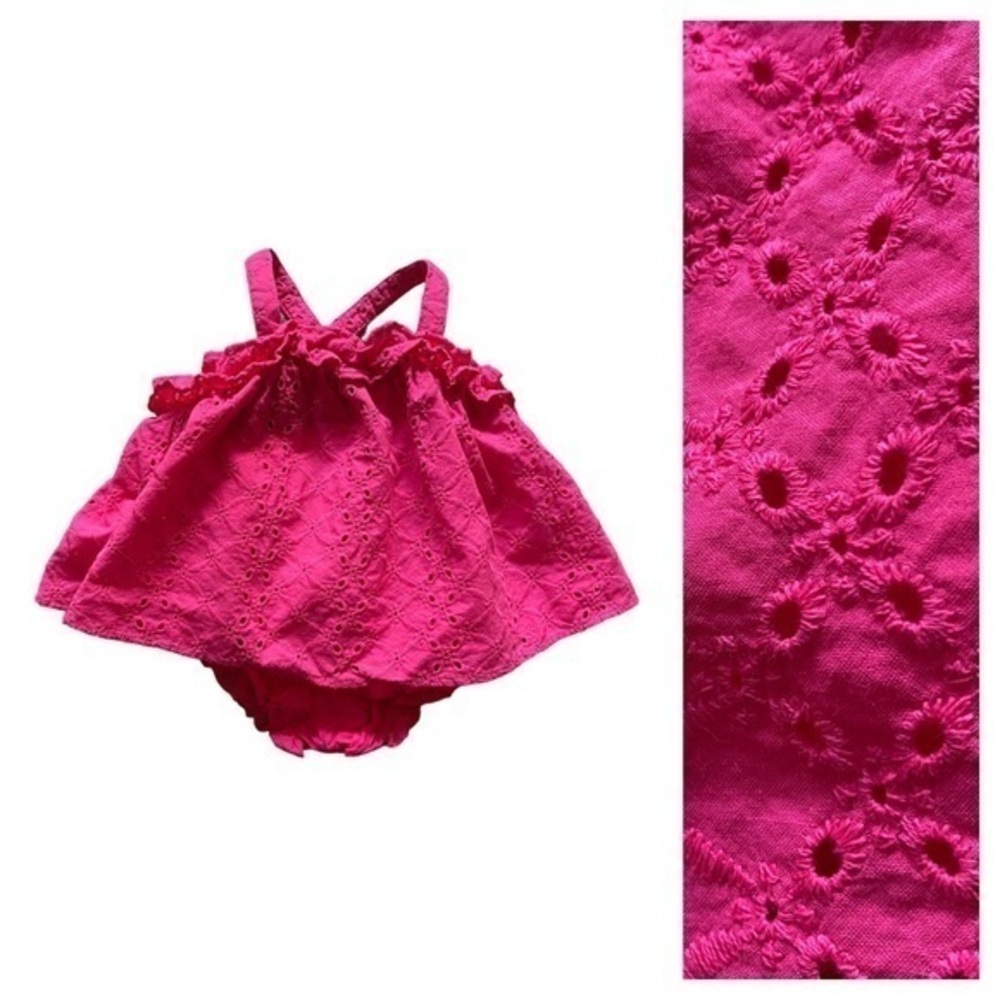 Janie and Jack Pink Floral Eyelet Dress